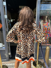 kort jurkje “Sabrina” Oranje panter print