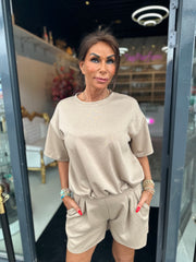 2 delig korte set "Balloon" Taupe