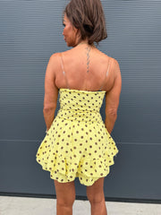 Playsuit kort "hydrofiel" dots geel