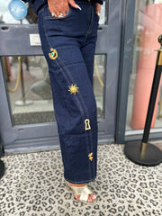Jeans “Broche" donker denim
