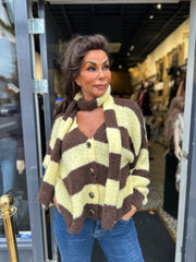 Vest met sjaal gestreept Geel/bruin