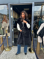 Lang fake fur Gilet "winter times" Zwart