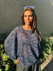 Kanten vleermuismouw top "Voila" Navy