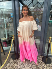 Jurk Gold&Silver "Dance" Neon roze