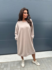 Joggingjurk lange mouw "Okay" taupe