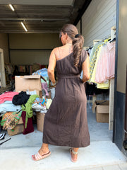 Hydrofiel Jurkje "off shoulder" donkerbruin