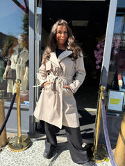 Lange jas "Rainy days" Taupe