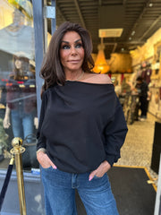 Off shoulder top “Faith” zwart