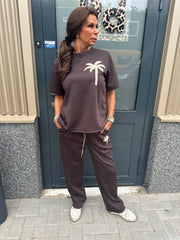 2 delig joggingset palmtree donkerbruin