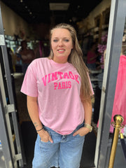 T-shirt "VINTAGE" Roze/ Neon roze