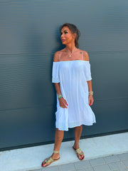 Off-shoulder jurkje “Viscose” wit