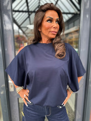 Top "Wide" vleermuismouw navy