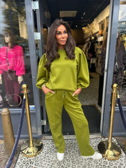 2 delig joggingset "pofmouw" Appelgroen