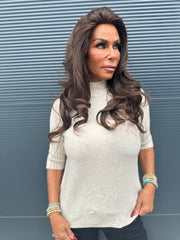 top met col "raglang mouw" beige
