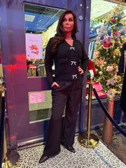 Trui met strass strik zwart