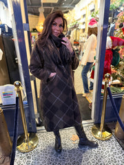 Lange jas met sjaal “Candy” bruin