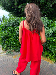 2 delig set "spaghettibandje Hydrofiel" rood