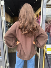 Blouse "Broderie" donkerbruin