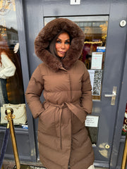 Winterjas lang “Oui” bruin