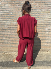 2 delig set "Pofbroek" Bordeaux