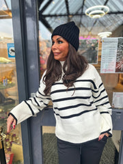 Trui “Schipper” zwart/wit