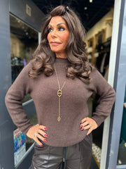 Top lange mouw "Cozy" Donkerbruin