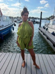 Playsuit kort "halter" limegroen