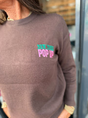 Trui “Pop up” donkerbruin