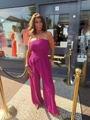 Strapless lurex jumpsuit “Yada” Cyclaam