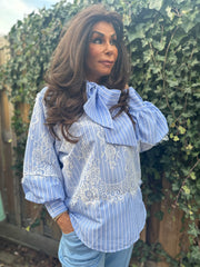 Strikblouse "Jill" blauw