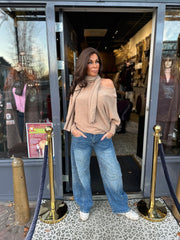 “Ballon" jeans blauw met bling