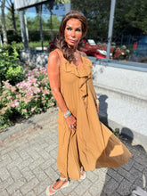 Lange jurk Ruches “Vito” Camel