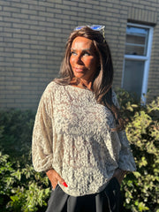 Kanten vleermuismouw top "Voila" beige