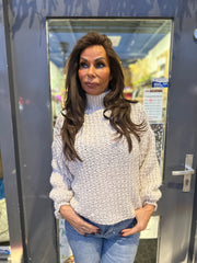 Gebreide trui “Colour” met col beige