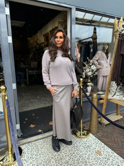 Leren rok "Lana" Taupe