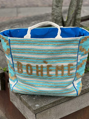 beach tas "BOHEME" blauw