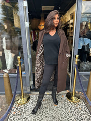 Lange Jas "Oktober" Donkerbruin/panter