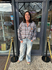 Geruite blouse "embleem"