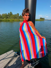 Halterjurk Rainbow stripe red