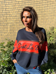Trui "Cest la vie" Donkerblauw