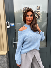 Offshoulder Trui "Sammy" lichtblauw