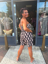 Korte jumpsuit zigzag bruin