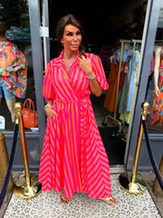 Jurk "streepjurk Hola" Roze/oranje