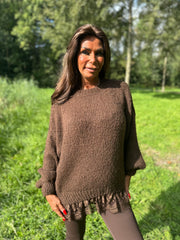 Gebreide trui kant "Knitted" bruin