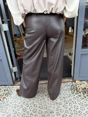 Broek stretch "comfy" donkerbruin