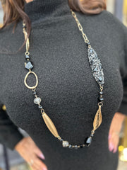 Lange ketting "Zwart / Goud"