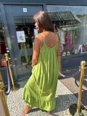 Lange Viscose jurk "Emily" olijfgroen