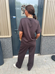 2 delig joggingset palmtree donkerbruin