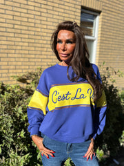 Trui "Cest la vie" kobaltblauw