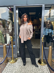 Trui V-Hals wijd met Sjaal Taupe